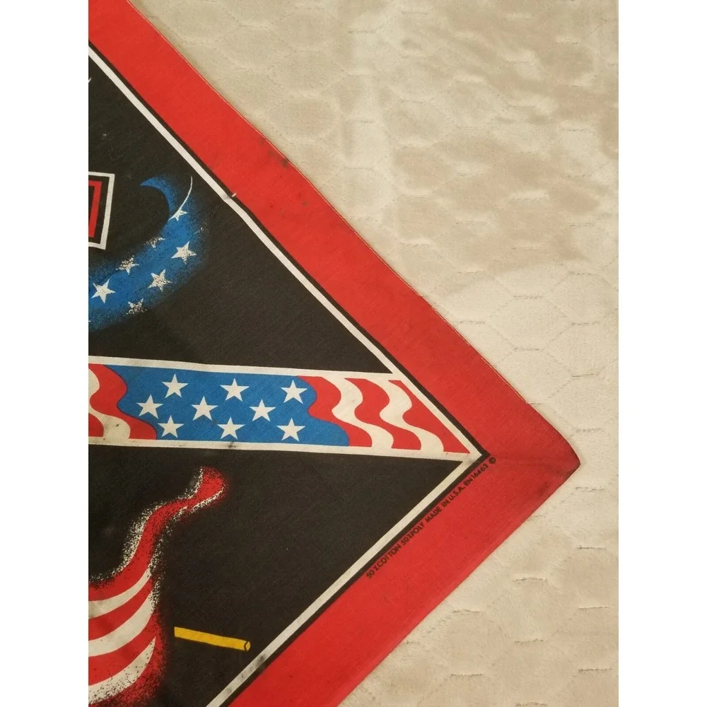 VTG‎ Harley Davidson Bandana DOUBLE BAR & SHIELD USA FLAG USA Flaws See Pics